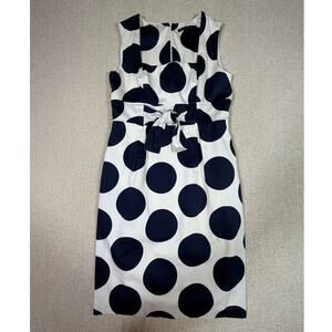 David Meister Women 4 White Blue Polka Dot Tie Waist Coastal Summer Sundress